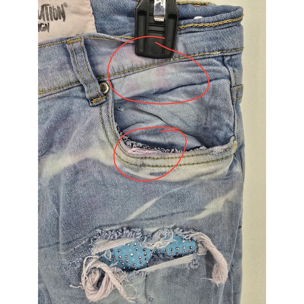 Evolution In Design Shuttle Distressed Rhinestone Blue Jeans Kids Size 20 - Picture 2 of 8